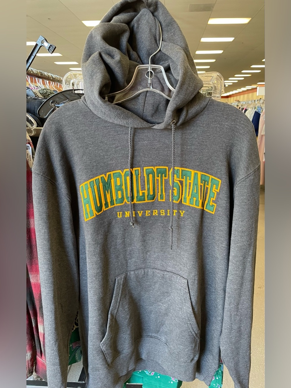 Champion Humboldt State University Hoodie Mens Medium Gray Embroidered Pullover